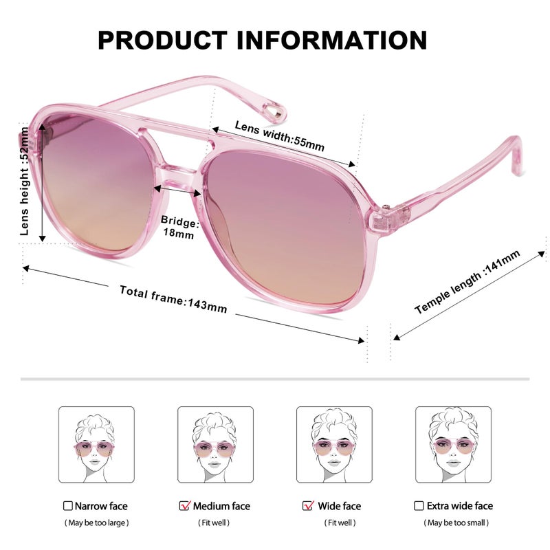 SOJOS Retro Polarized Aviator Sunglasses for Women Men Classic 70s Vintage Trendy Square Aviators SJ2174, Light Purple/Purple Gradient Brown - Image 4