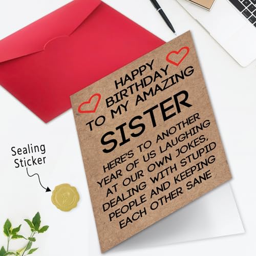 Ziwenhu Humor Sister Birthday Gift Ideas from Brother Cousin, Cute Sister Birthday Card from Borther, Funny Birthday Card for Her - Image 5
