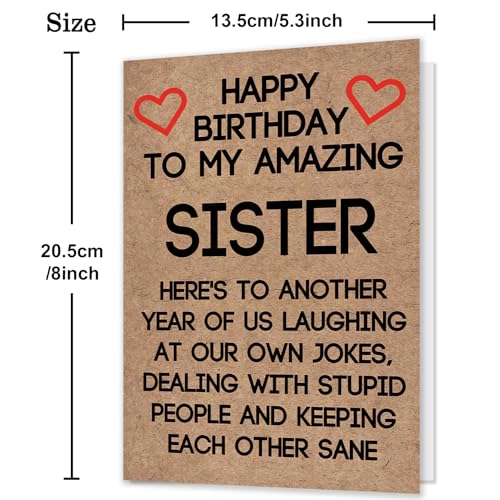 Ziwenhu Humor Sister Birthday Gift Ideas from Brother Cousin, Cute Sister Birthday Card from Borther, Funny Birthday Card for Her - Image 2