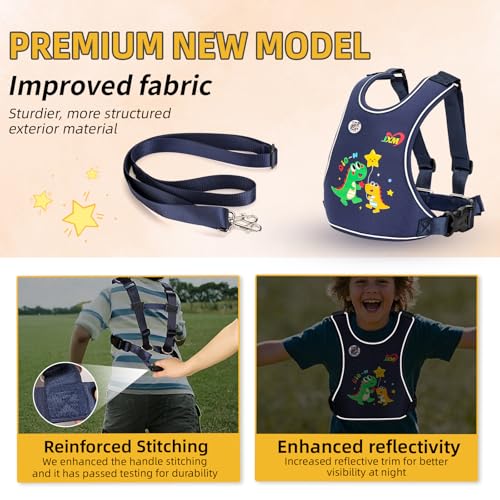 JXM Safety Walking Harness for Big Kids 612 AntiElopement Vest Harness for Autism Special Needs ADHD Reflective Leash with Handle for Autistic Active Children Adjustable Tether for Travel and Crowds - Image 3