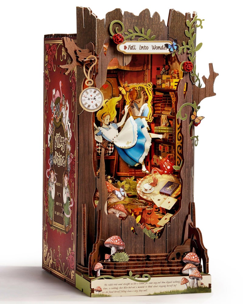 Rolife DIY Book Nook Kits Fall into Wonder Fairy Tale Bookend Wooden 3D Puzzles for Bookshelf Decor DIY Miniature House Building Kit for Adults DIY CraftsSurprised Gifts for Teens Book Lovers - Image 2