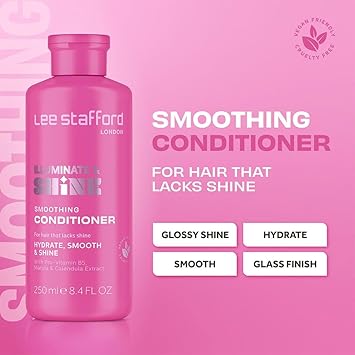 Lee Stafford Smoothing Conditioner Illuminate Shine Best for Dry Dull Hair Lightweight Cream for A High Gloss Sleek Silk Shiny Finish Infused with Marula Oil for Rich Moisture 250 ml - Image 2