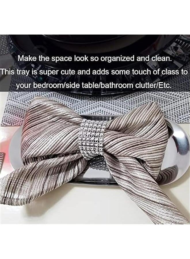 Stainless Steel Decorative Tray, Set of 2, 7 Inch Long, Jewelry Dish Cosmetics Organizer Bathroom Clutter Serving Platter Small Storage Tray, Oval, Silver - Image 4