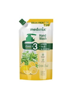 Medimix Ayurvedic Nature Fresh Hand Wash Refill With Lemon Tulsi & Aloe Vera For Soft & Odourfree Hands 675Ml | 99.9% Germ Protection | Shop Herbal | Natural | Soapfree | 100% Vegan  - Image 1