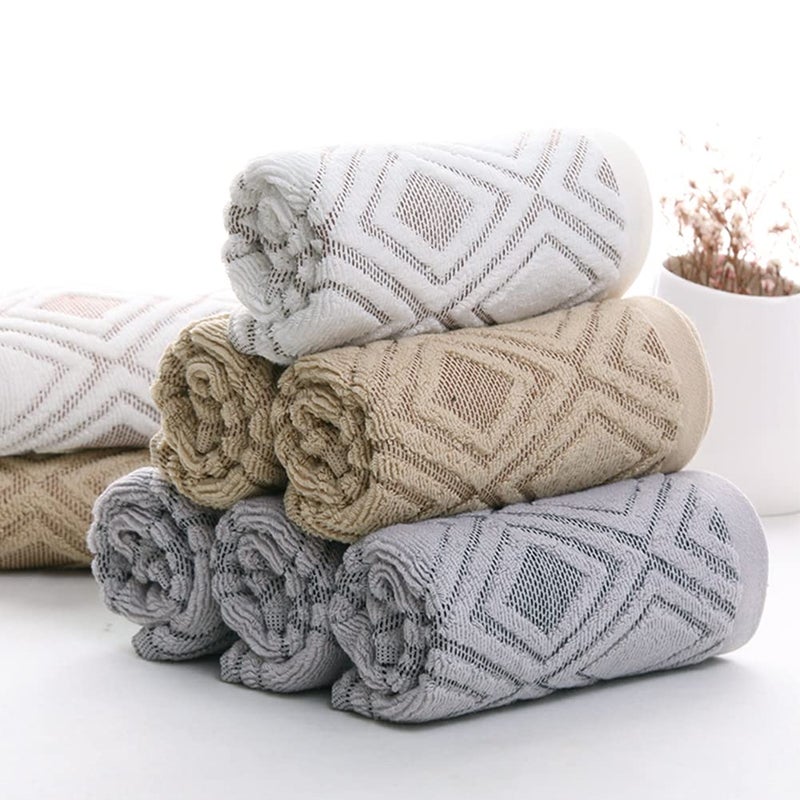 Pidada Hand Towels Set of 2 Diamond Pattern 100% Cotton Absorbent Soft Decorative Towel for Bathroom 13.4 x 29.5 Inch (Beige Brown) - Image 4