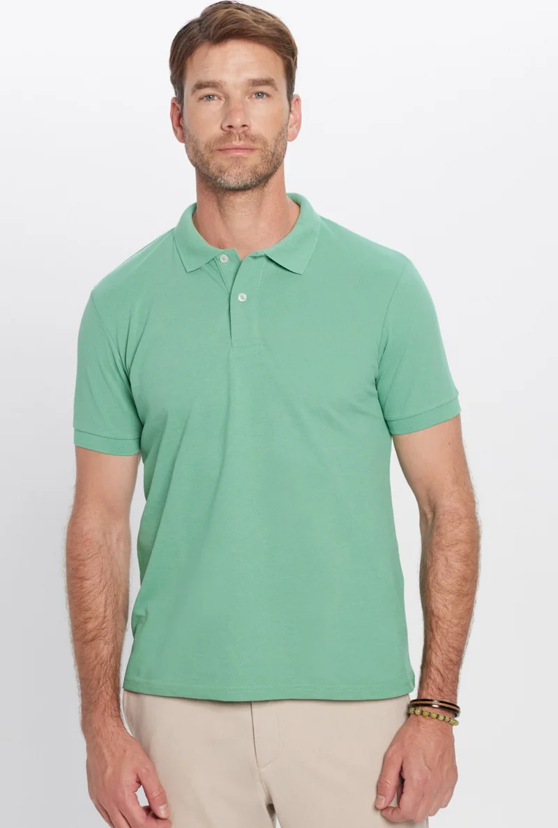 تودورس Men's Slim Fit Narrow Cut Cotton Soft Textured Cool Keeping Fabric Plain Pique Polo Collar T-Shirt