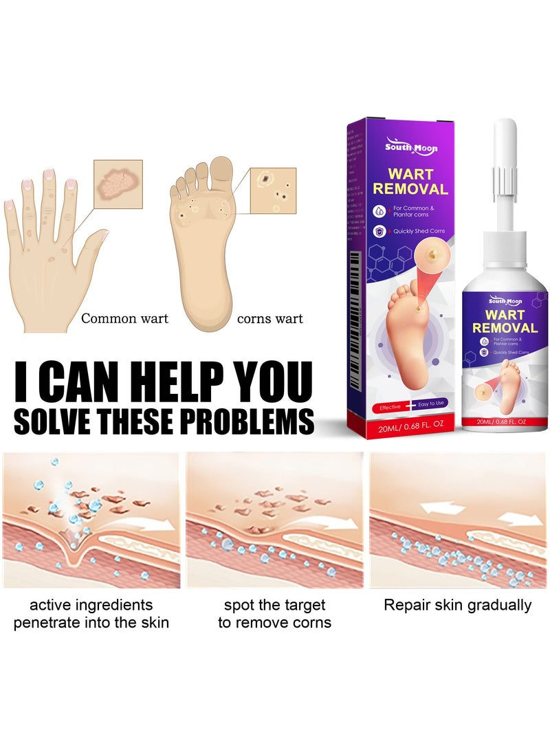 SOUTH MOON 2-PACKS Liquid Wart & Corn Remover , Fast-Acting Salicylic Acid Formula for Plantar, Common, and Flat Warts – Effective Corn Removal for Feet, Toes, Fingers, and Hands – Freeze Off Wart 20ml*2 - Image 3