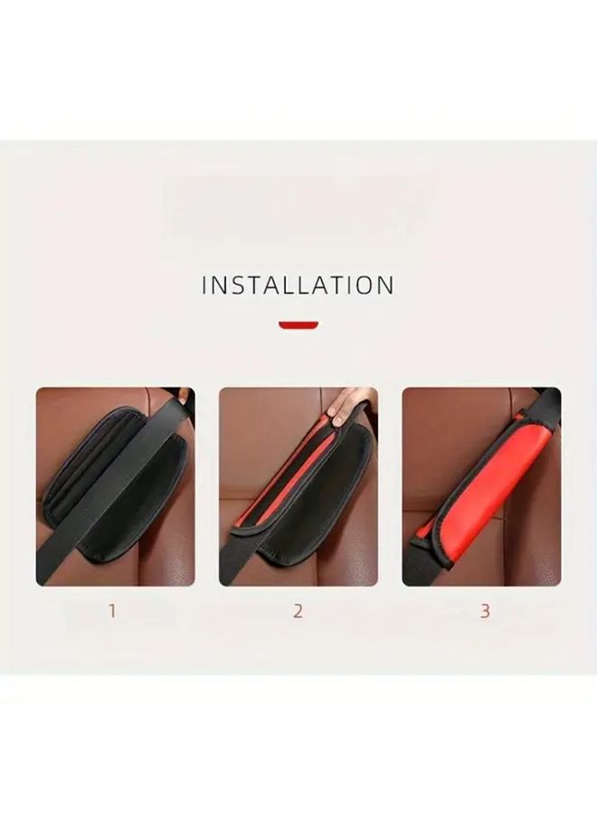 Universal Black Faux Leather Seat Belt Shoulder Pad Protector Ergonomic Comfort - Image 4