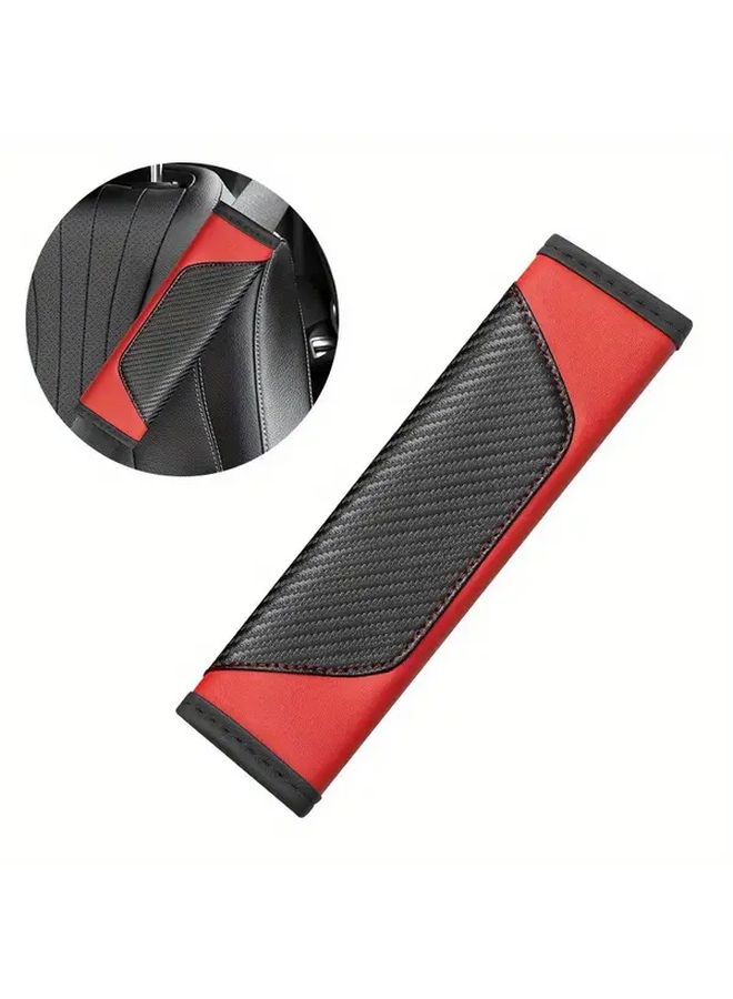 Universal Black Faux Leather Seat Belt Shoulder Pad Protector Ergonomic Comfort - Image 1