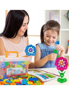 ZCM-HAPPY 500 Pcs Snowflakes Building Blocks Educational Toys Set Plastic Building Discs Brain Flakes for kids unisex  - Image 2