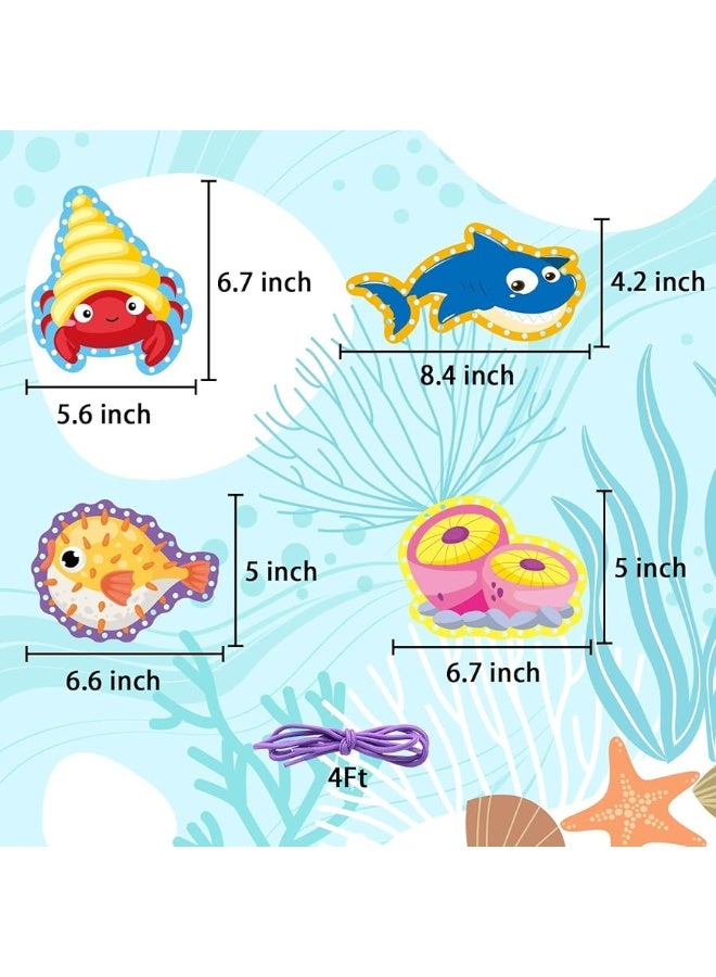 Omlisca Sea Animals Lacing Cards Sewing Cards 12 Pack Shark Whale Ocean Theme Party Decor Double Sided Cardboard Lacing Playing Games for Preschool Home Developing Imagination Education Supplies - Image 4
