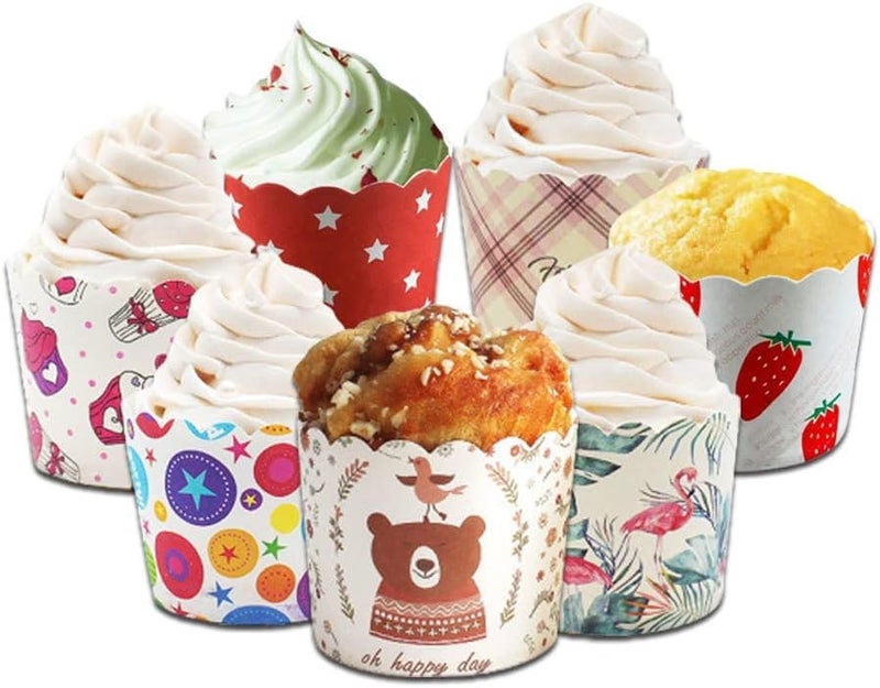 AUTOWRAP Muffin Cups Liners Lovely Pattern Greaseproof Premium Paper Cake Liners Baking Cups Kitchen Supplies  - Image 2