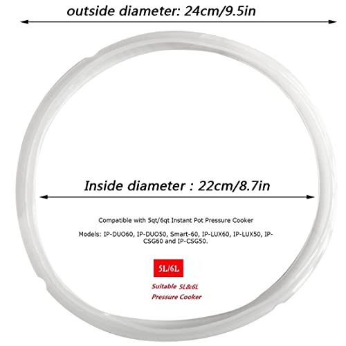 ACKLLR Silicone Sealing Ring Clear + Pressure Cookers Gasket + Universal Replacement Floater and Sealer for 5/6 Quart Models - Image 2
