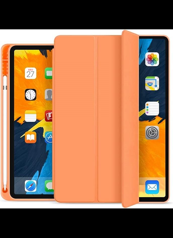 iPad Pro 11 Case 2020 2nd Gen with Pencil Holder, Premium Full Body Protective Trifold Stand Smart Case Cover with Soft TPU Back, Auto Sleep/Wake Compatible with 2020/2018 iPad Pro 11 (Orange)