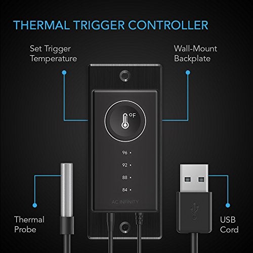 AC Infinity Controller 1, Thermal Trigger for AIRPLATE, MULTIFAN, USB Fans and Devices. Computer, AV Cabinet, Home Theater Cooling. - Image 3