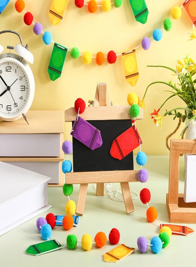 Rtteri 3 Pcs Crayon Felt Ball Garland Classroom Return to School Pom Pom Ball Garland Colorful Handmade Felt Crayon Hanging Decor for School Classroom Ambience Celebration Decor - Image 3