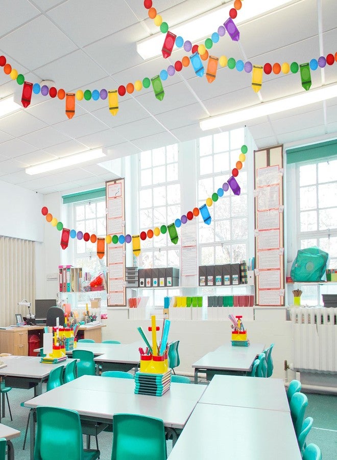 Rtteri 3 Pcs Crayon Felt Ball Garland Classroom Return to School Pom Pom Ball Garland Colorful Handmade Felt Crayon Hanging Decor for School Classroom Ambience Celebration Decor - Image 5