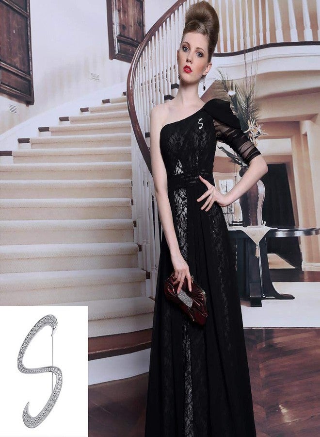 إيثون بروش بحرف، بروش مرصع بأحجار الراين، حرف فضي، للنساء - Image 3