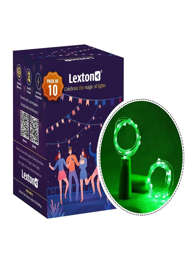 Lexton مصباح ليكستون الفليني | مصباح زجاجة | سلسلة إضاءة نحاسية خضراء | سلسلة إضاءة من الفلين | 10 قطع | لعيد الحب، ديكور الغرفة، أعياد الميلاد، الحفلات، ديوالي - Image 1