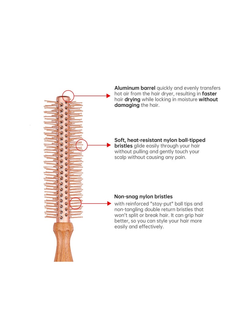 Excefore Aluminum Barrel Nylon Bristle Round Hairbrush, Perfect for Faster Styling Men & Women's Short, Thin & Fine Hair -1.2 Inch - Image 3