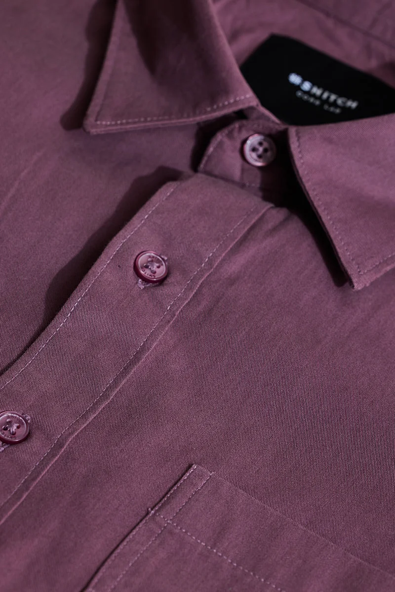 سنيتش Mauve Solid Long Sleeve Slim Fit Casual Core Lab Shirt