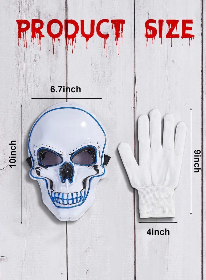Sumind Halloween LED Mask Scary LED Skeleton Purge Hacker Glow in the Dark Mask for Halloween Costume Party(Blue) - Image 3