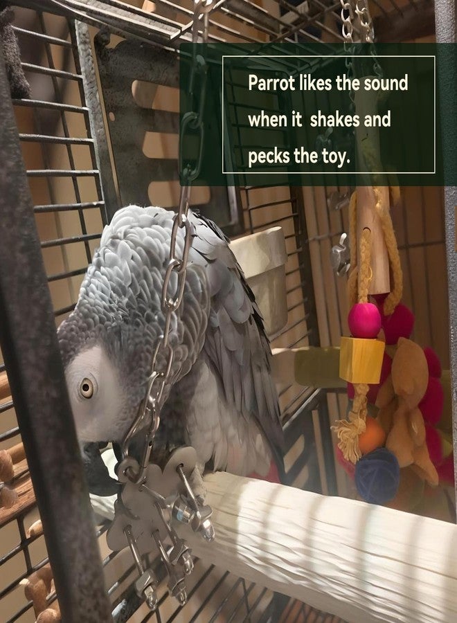 JSLZF Stainless Steel Parrot Toy, Hanging African Grey Chew Toy for Bird, Non-Removable Cap Nuts Foraging Bird Toy for Conure, Cockatiel, Parakeet, Cockatoo, African Grey - Image 2