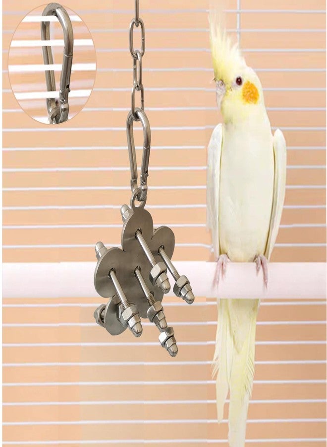 JSLZF Stainless Steel Parrot Toy, Hanging African Grey Chew Toy for Bird, Non-Removable Cap Nuts Foraging Bird Toy for Conure, Cockatiel, Parakeet, Cockatoo, African Grey - Image 4