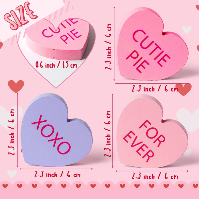 WATINC 6Pcs Valentine Heart Table Decor Tiered Tray Signs  Happy Valentine's Day Double-sided Conversation Sweet Heart Shaped Sign Tabletop Wooden Centerpiece  Wedding Party Gifts Decorations Supplies - Image 2