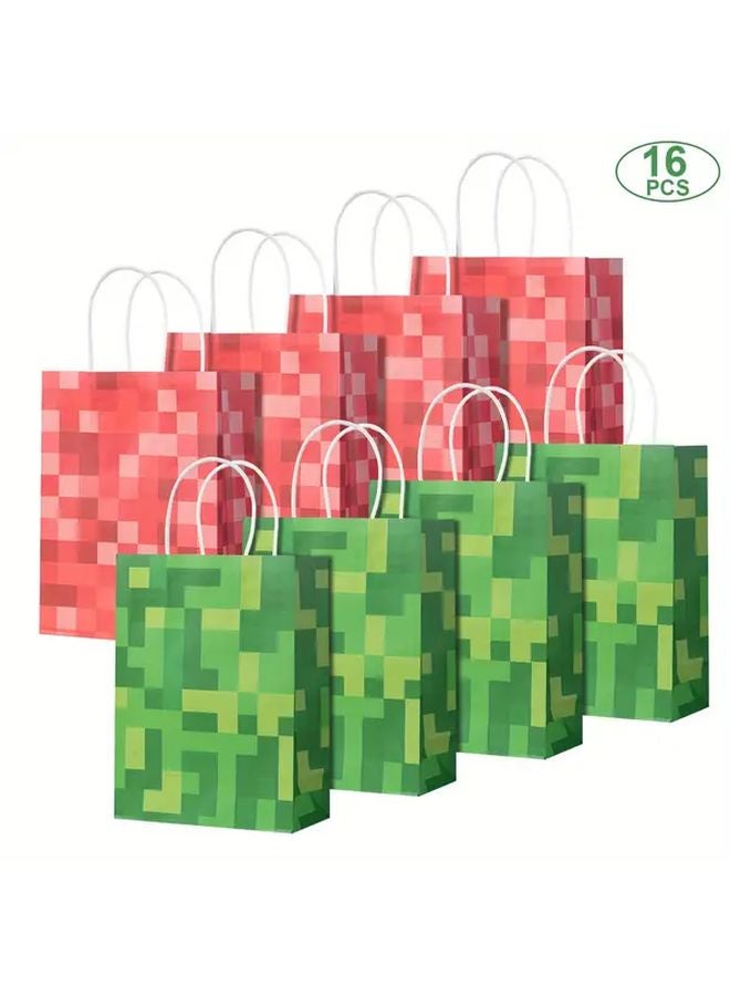 16 قطعة من حقائب الحفلات البيكسل بمقابض، مستلزمات وزينة حفلة عيد ميلاد بألعاب الفيديو - Image 1