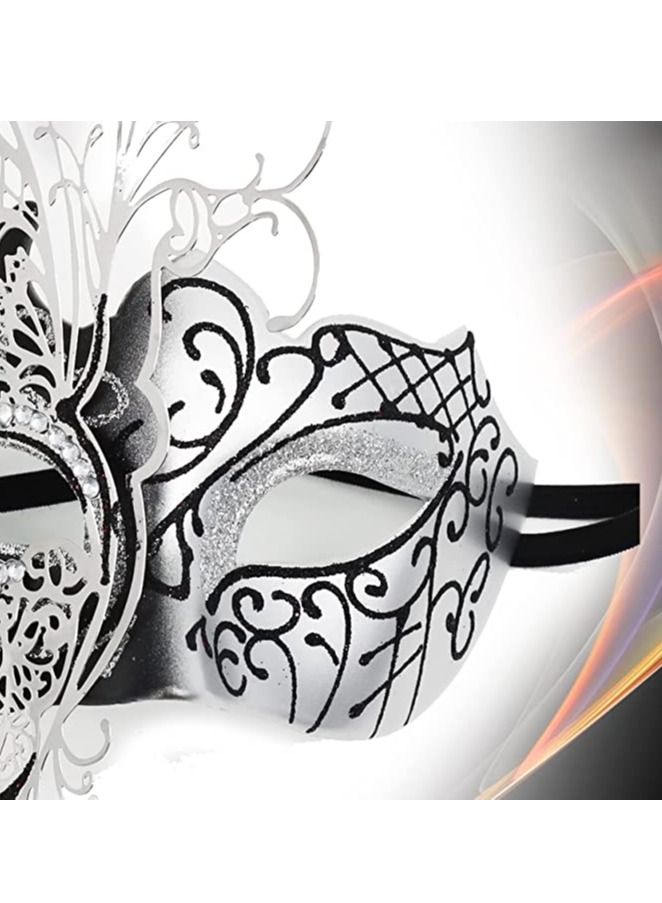 Excefore Masquerade Mask for Couples, Mardi Gras Venetian Side flower Mask, Ball Masks, Metal Prom Women Men (2 PCS) - Image 3