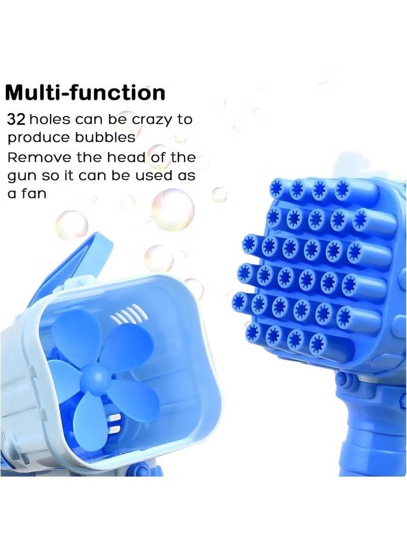 Bubble 32 Hole High Volume Bubble Gun for Kids with Solution - Blue - Image 2