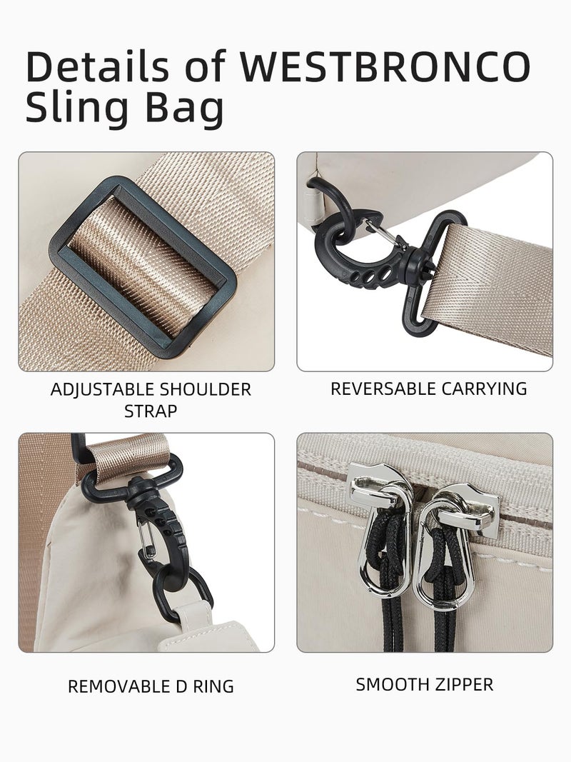 WESTBRONCO Small Sling Bag for Women Nylon Crossbody Purses, Lightweight Crossbody Sling Backpck with Water Bottle Holder for Travel Casual Daily Butter color - Image 5