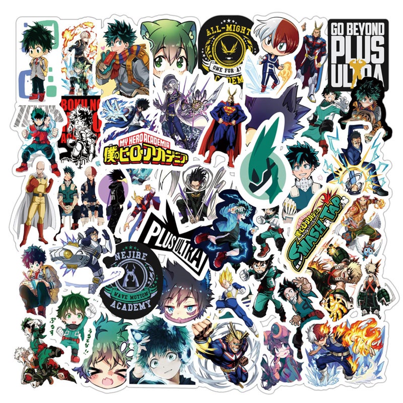PWSTY 50Pcs Manga My Hero Academia Stickers Mixed Pack,Cartoon Characters Stickers Movie Decorative Sticker for Kids Teens Adults Waterproof Sticker for Water Bottle Laptop (Hero) - Image 4