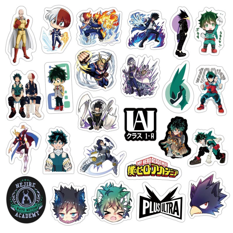 PWSTY 50Pcs Manga My Hero Academia Stickers Mixed Pack,Cartoon Characters Stickers Movie Decorative Sticker for Kids Teens Adults Waterproof Sticker for Water Bottle Laptop (Hero) - Image 2