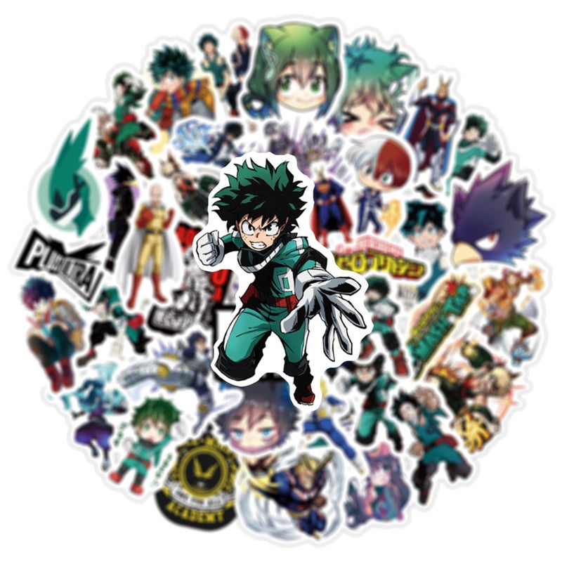 PWSTY 50Pcs Manga My Hero Academia Stickers Mixed Pack,Cartoon Characters Stickers Movie Decorative Sticker for Kids Teens Adults Waterproof Sticker for Water Bottle Laptop (Hero) - Image 5