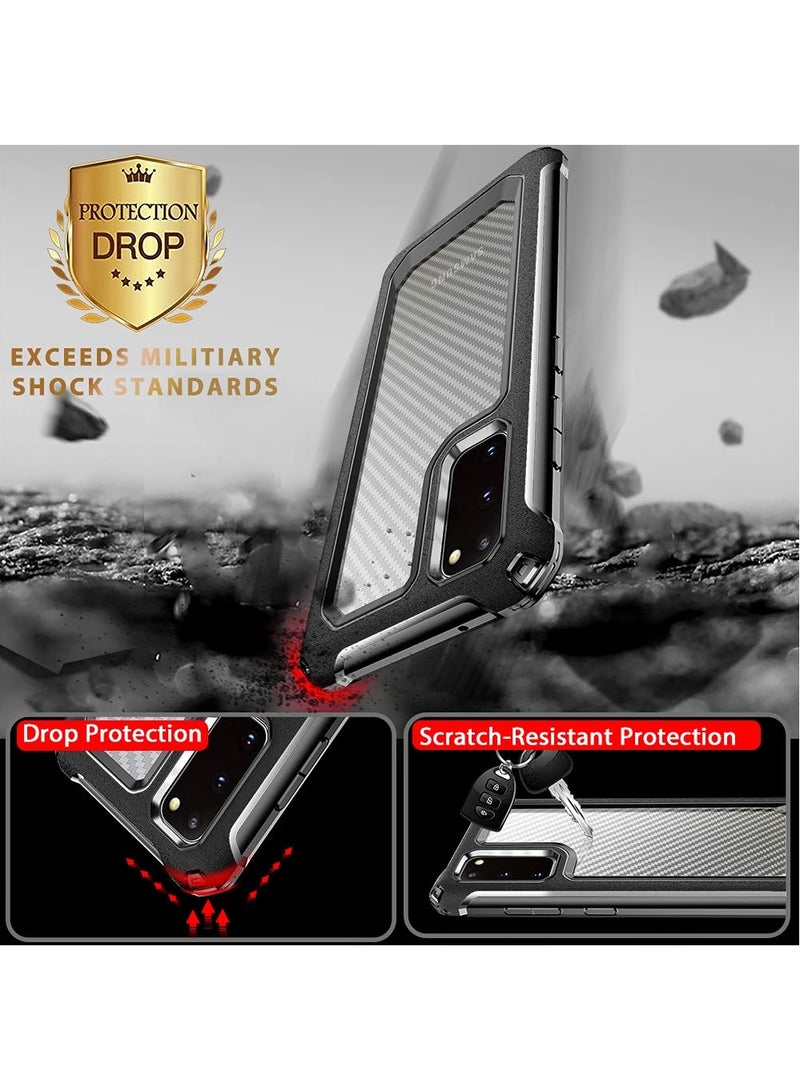 SYOSI Compatible with Samsung Galaxy S20 FE Case, Carbon Fiber Shockproof Protective Cover with Screen Protector [x2] [Military Grade Drop Protection], For Samsung S20 FE 5G Case, 6.5",Black  - Image 3