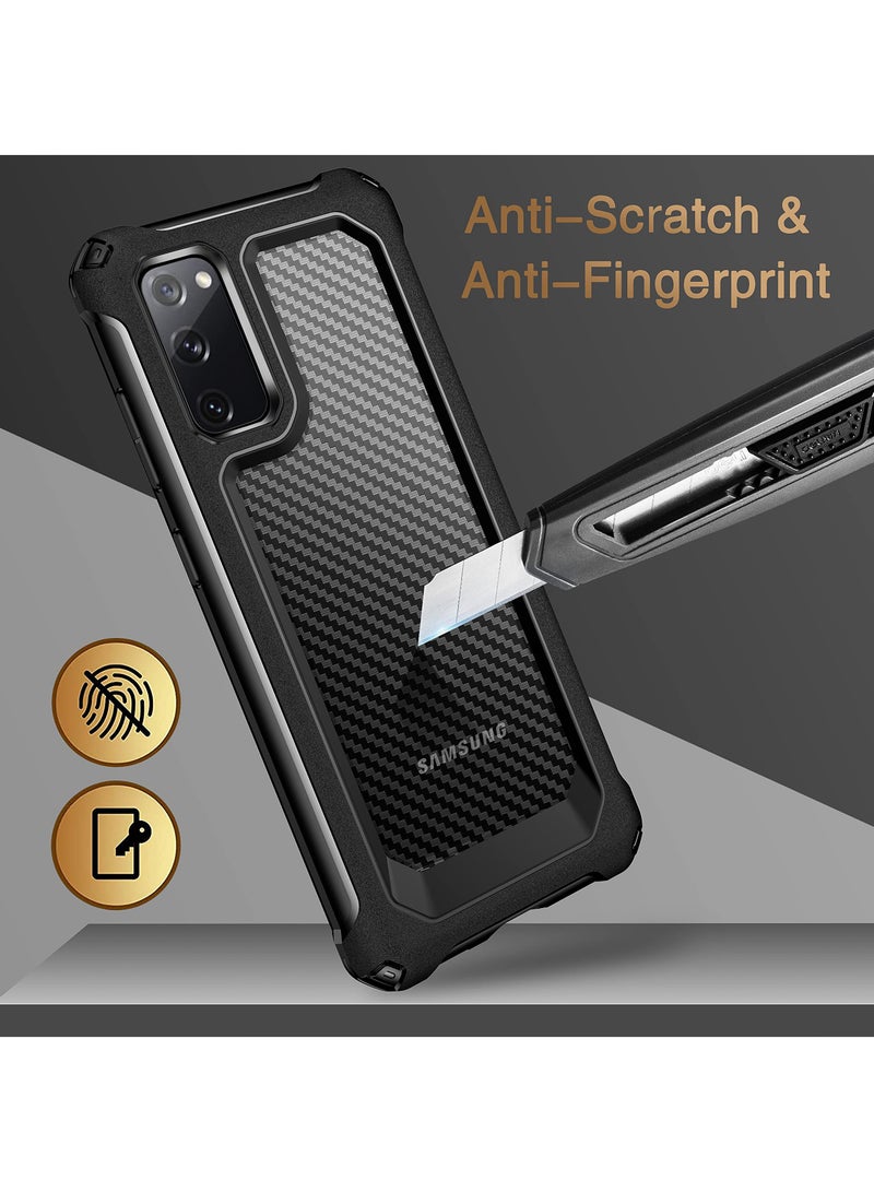 SYOSI Compatible with Samsung Galaxy S20 FE Case, Carbon Fiber Shockproof Protective Cover with Screen Protector [x2] [Military Grade Drop Protection], For Samsung S20 FE 5G Case, 6.5",Black  - Image 4