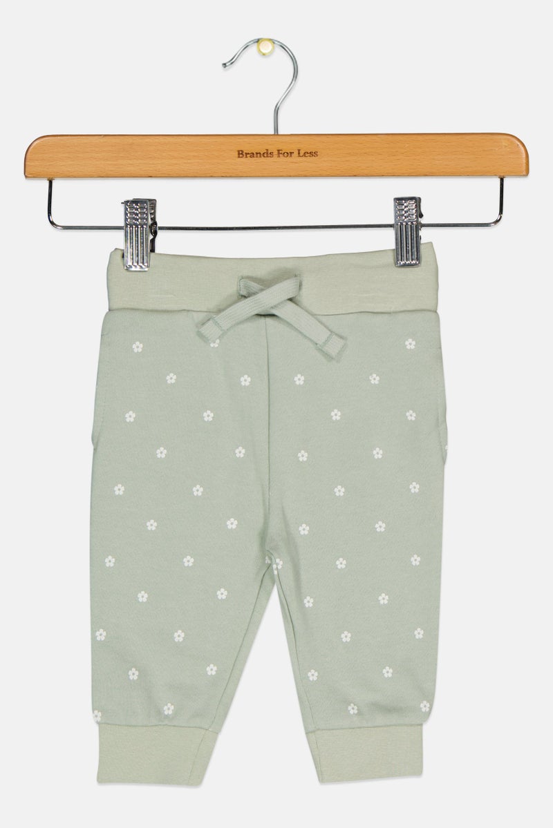 mothercare Toddlers Boy Floral Print Sweatpants, Sage Green - Image 1
