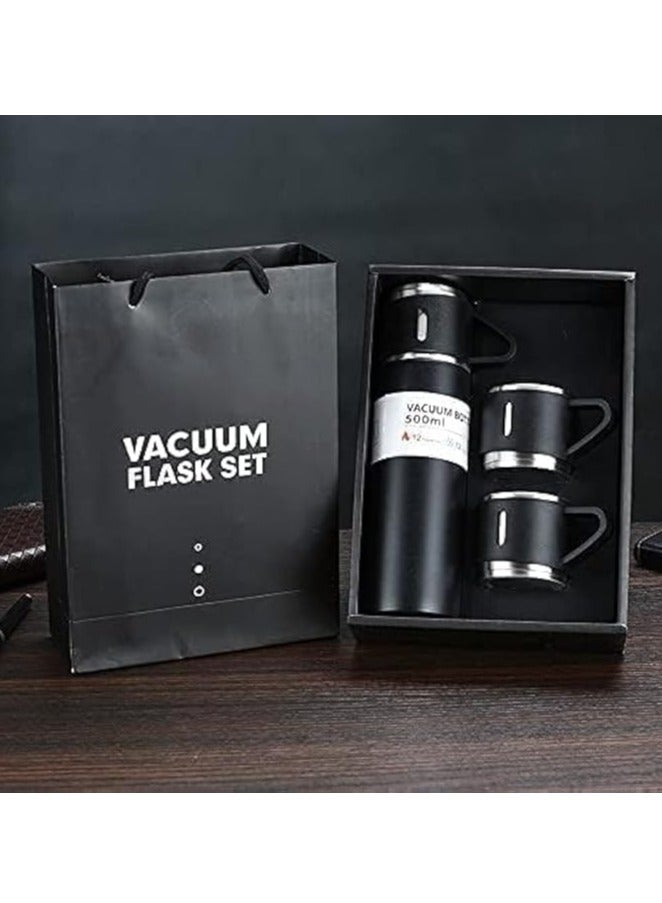 Spaceshoop 500Ml Gift Box Set Flask with 3 Cup Double-Layer Stainless Steel 304 Vacuum Thermos Coffee Tumbler Travel Mug Water Tea - Image 1