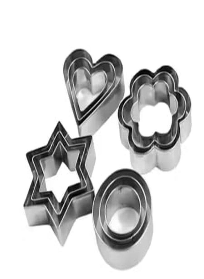 Pentadeco Stainless Steel Cookie Cutters || in 4 Shapes || Shapes Including Round, Heart, Star, and Flower || 12pcs for Kitchen Baking Small Cookie Cutters - Image 2