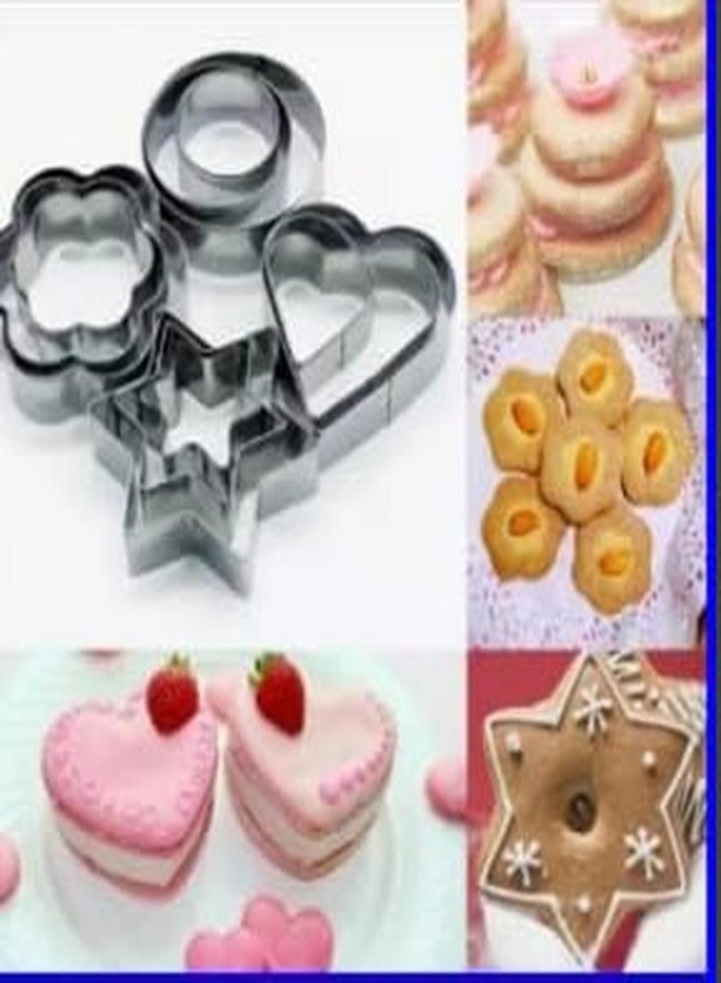 Pentadeco Stainless Steel Cookie Cutters || in 4 Shapes || Shapes Including Round, Heart, Star, and Flower || 12pcs for Kitchen Baking Small Cookie Cutters - Image 4