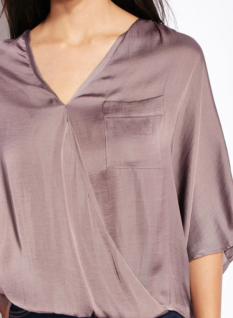TOPSHOP V-Neck Drape Blouse