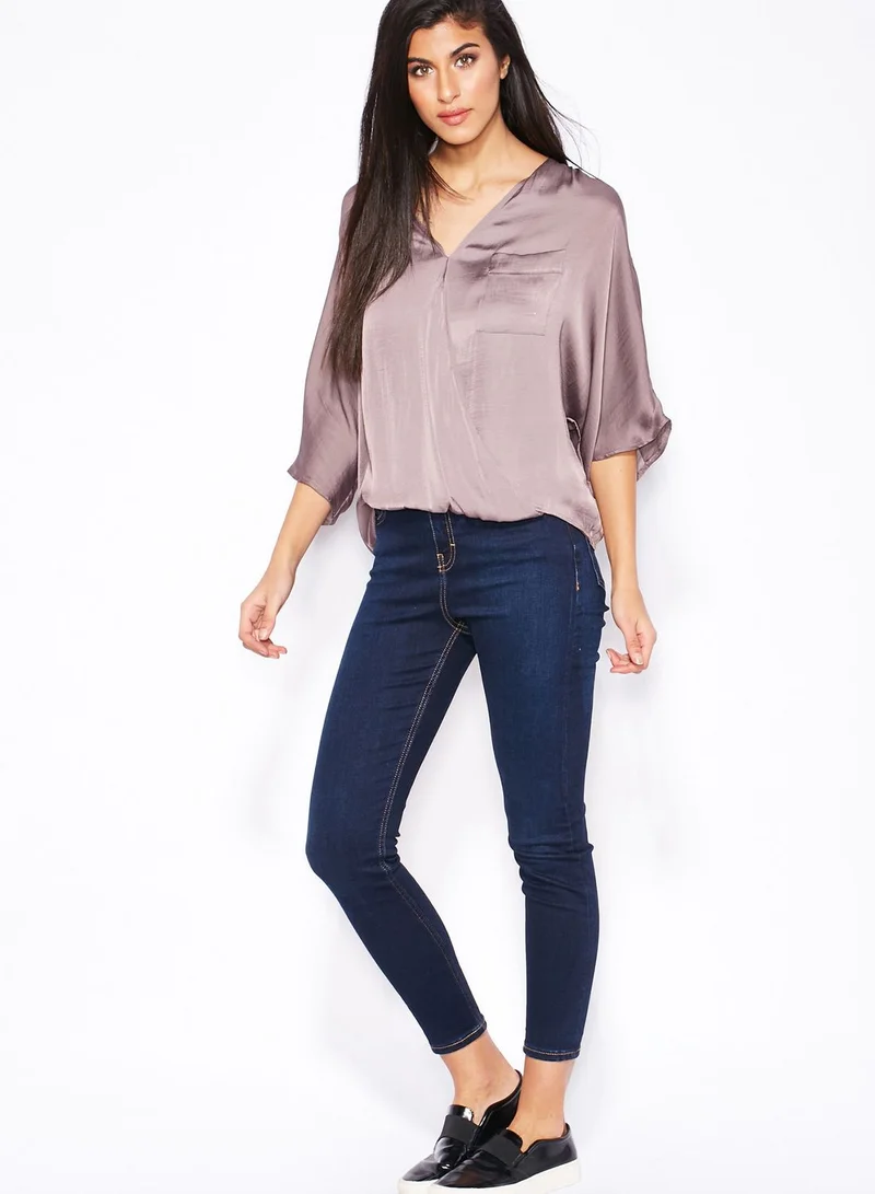 TOPSHOP V-Neck Drape Blouse
