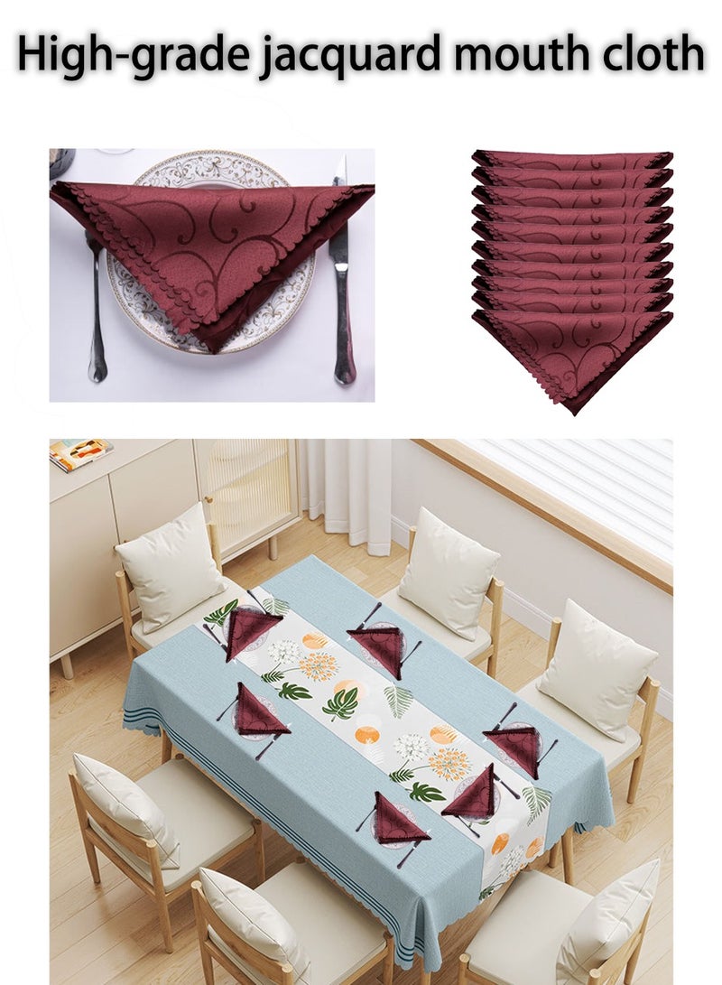 10 pieces premium brown jacquard napkin set handkerchief wedding 30x10x12 cm  - Image 1
