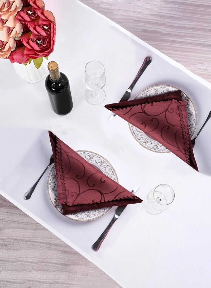 10 pieces premium brown jacquard napkin set handkerchief wedding 30x10x12 cm  - Image 3