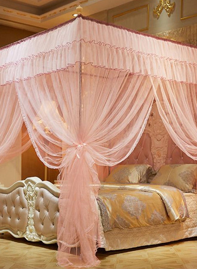 Aknur 4 Posters Mosquito Bed Net Canopy Cotton Peach 1.5 x 2meter - Image 2