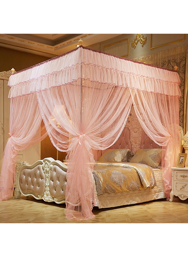 Aknur 4 Posters Mosquito Bed Net Canopy Cotton Peach 1.5 x 2meter - Image 3