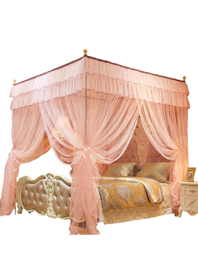 Aknur 4 Posters Mosquito Bed Net Canopy Cotton Peach 1.5 x 2meter - Image 1