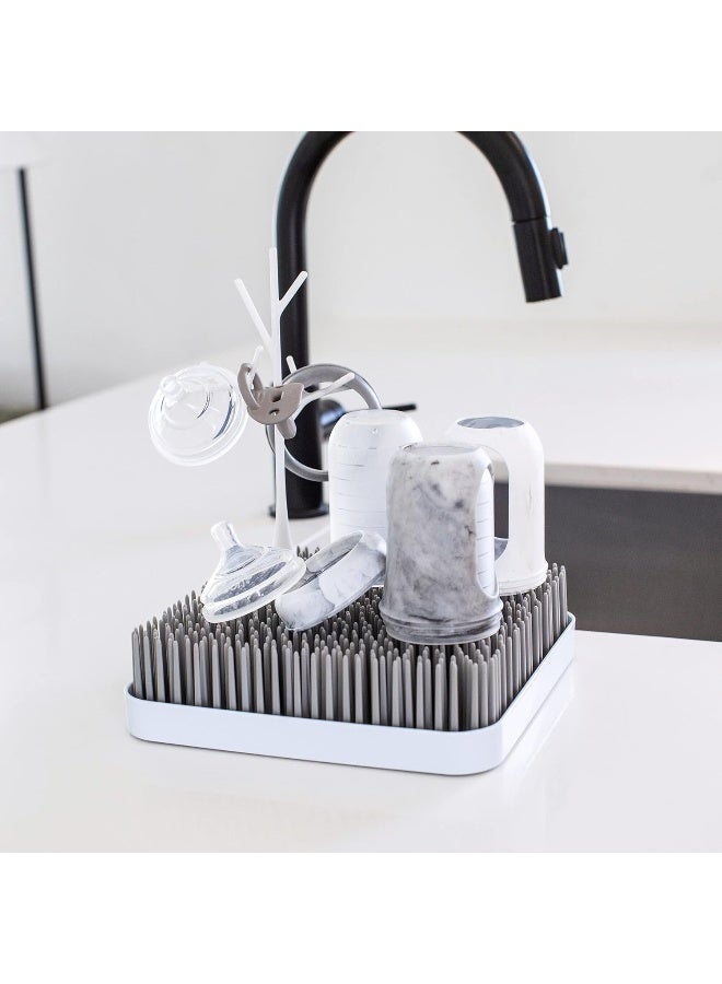 Boon Grass Countertop Baby Bottle Drying Rack - Baby Bottle Rack and Bottle Organizer - Modern Baby Bottle-Feeding Supplies - 2.5 x 9.5 x 9.5 - Gray - Image 5